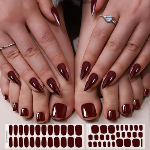 EBANKU 52P set di strisce per unghie in gel semi polimerizzate, strisce unghie in gel dita dei piedi, vero smalto unghie in gel, unghie salone acasa, richiede luce UV con lima