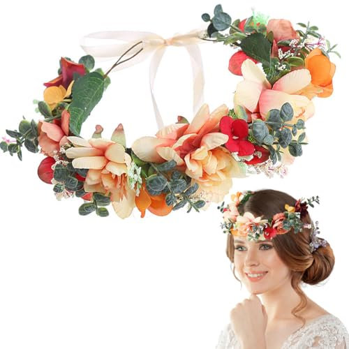 Corona de flores boho para el pelo, diadema para novia y boda, diadema para mujer, playa y fiesta
