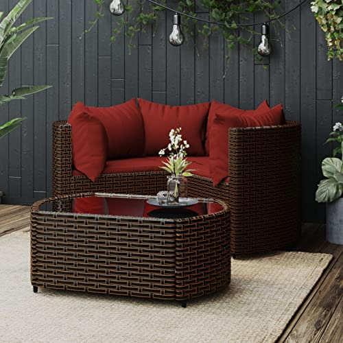 Somanki 4-TLG. Garten-Lounge-Set mit Kissen Braun Poly Rattan, Lounge Gartenmöbel Set, Terassenmöbel Wetterfest, Loungemöbel Terrasse, Gartenlounge, Garten Loungemöbel Set, 319824