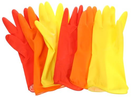 BEBEMOKO 3paare Haushaltshandschuhe Aus Gummi wasserdichte Reinigungs Und Geschirrspülhandschuhe Pro Für Küche Und Reinigung