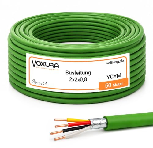 Voxura EIB Busleitung YCYM 2x2x0,8 50m Ring grün Buskabel KNX | Telekommunikationskabel Datenübertragung
