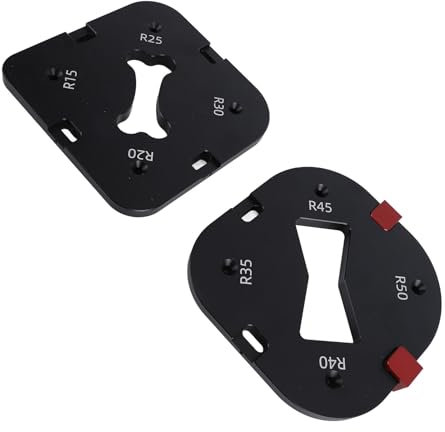 Radiusschablonen aus Aluminiumlegierung, R15 Bis R50, 4-in-1-Setup mit Schnellverschluss-Oberfräse, mit 2 Positionierern für Holzbearbeitungskurven, Nahtlose Kanten und