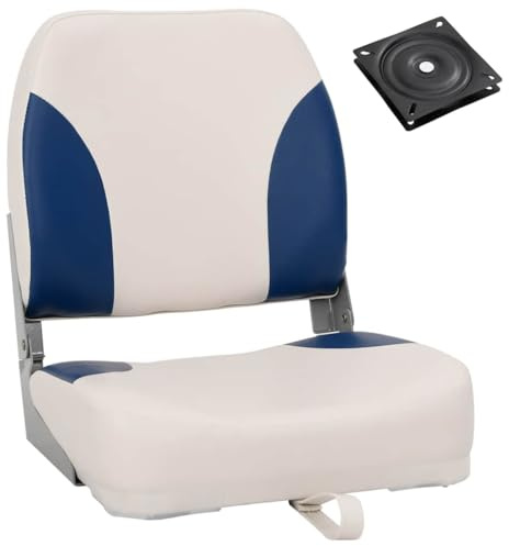 vidaXL Set di 2 sedili per barca con cintura di fissaggio imbottita, girevole a 360°, girevole, pieghevole, barca, blu, bianco