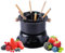 OUCONGK Service à Fondue en Fonte, Ensemble à Fondue en Fonte, Service à Fondue Au Fromage, Couvercle Antiéclaboussures, Acier Au Carbone, avec 6 Fourchettes, pour Fondues Au Fromage Et Au Chocolat