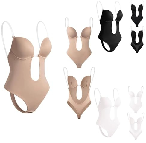 Genérico Sujetador Moldeador Lencería moldeadora de Cuerpo, Sujetador moldeador de cuerpo sin espalda, Entrepierna abierta sin costuras ajustable (001 Beige, M)