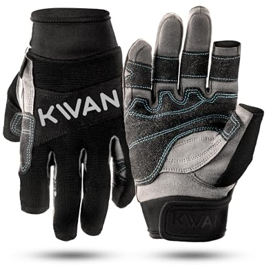 KWAN 3-Finger Sailing Gloves for Boating, Kayaking, Paddling and Water Skiing, Two-Finger Cut Design, Triple-Layer Reinforcement, Elastic and Comfortable Fit Suitable for Men, Women and Teenagers (S)