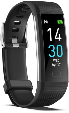 Activity Tracker with Heart Rate Monitor, Step Counter & Pedometer, Slim Fitness Watch for Women, Men & Kids, Sleep Monitoring Device, Blood Pressure Monitor Compatible with Android & iOS (M2-Black)