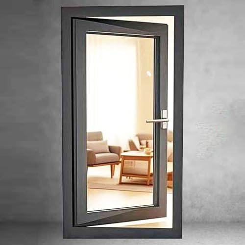 Innovz Schiebefenster Flügelfenster, Ausstiegsfenster, 60, 70, 90 cm, Hausfenster, Einflügelig, mit Schloss, Premium-Hausfenster für Badezimmer, Keller, Wohnmobil, Schuppen(Left Hinged,WxH90x90cm)