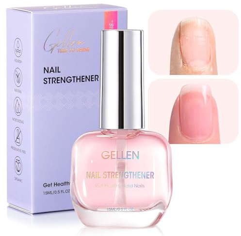 Gellen Nail Strengthener, 4-IN-1 Nail Repair Growth Hardener Protein Treatment for Thin Weak Brittle Damaged Imperfect Nails, Air Dry Keratin Nourish Nail Care, Cherry Blossom Scent