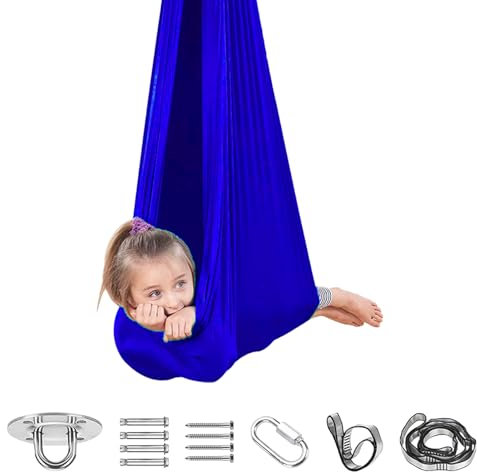 Sensorisk gunga, bärbar gungande sensorisk hängmatta, yoga stretchrem för Rehab Pilates balett cheerleading, splits gymnastik (blå)