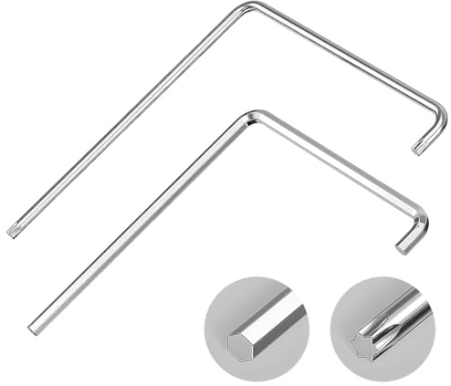 EIHI Juego de herramientas de ajuste de ventanas, hexagonales curvados de 4 mm y Torx TX15 para un ajuste versátil de herrajes de ventanas, Llave inglesa cromada mate