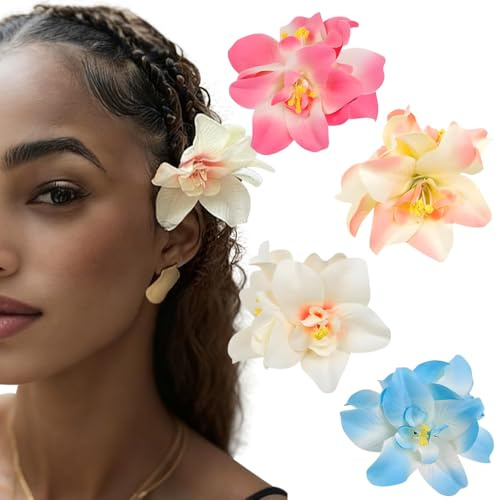 4 Stück Orchidee Blumen Haarklammer Für Damen Blume Haarspangen Mädchen Haarschmuck Hawaiianische Haarspange Entenschnabel Blumenhaarklammer Entenschnabel-Haarspange Hair Clip Hawaii Haarclips Frauen