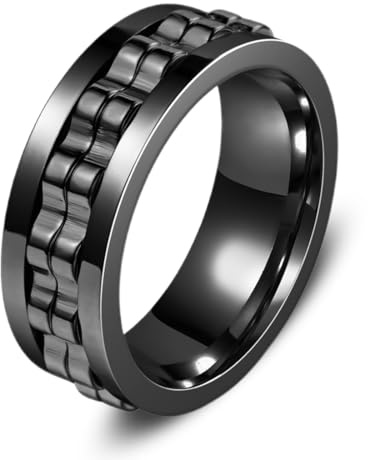 WEGLOK Bague Spinner Anti-Stress et Anti-Anxiété, Jouet Sans Stress, Bague de Mariage Cool, Fidget Ring Adults, Noir