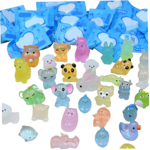 Mini animales de resina que brillan en la oscuridad, 100 unidades, bolsa misteriosa luminosa, mini animales de resina para jardín de hadas, micropaisaje, acuario, planta en maceta, bolsa misterio