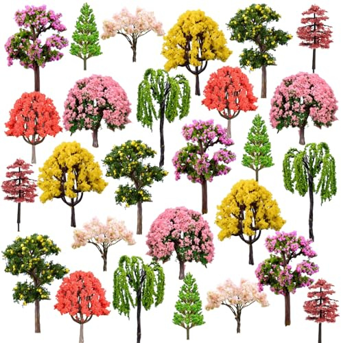 27 Piezas Árboles Modelos, Árboles en Miniatura, Árboles Modelo en Miniatura Paisaje, Arboles Maqueta, Árboles de Tren, Diorama árboles en Miniatura Hecho de Plástico para DIY, Mesa de Arena 5- 7 cm