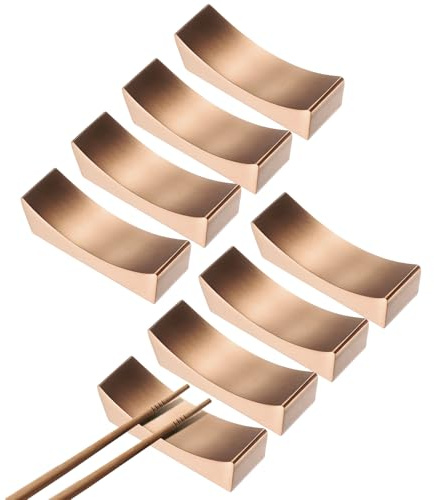 QUARKZMAN 8 Pezzi Supporto per Bacchette Porta Coltelli Rosa Oro | 304 Acciaio Inossidabile, Per Tenere Bacchette Cucchiai Forchette, Per Piano Di Lavoro, Forma Curva