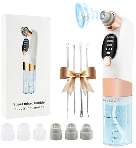 Blackhead Remover Vacuum, Rechargeable Pore Vacuum Cleaner with 3 Adjustable Suction Power Modes, Black Head Remover Deep Cleansing Pores Blackhead Remover Tool with 6 Replaceable Suction Heads