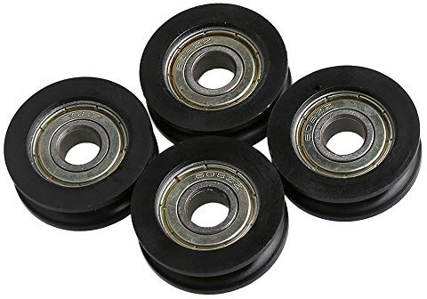 CNBTR 4Pcs U-Typ schwarzes Riemenscheibenrad 8mm Wellenloch 30mm Durchmesser (Max-Last 99kg)
