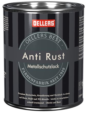 OELLERS Best Anti-Rust, 3in1 Metallschutzlack, 1l, RAL 5010 Enzianblau | Grundierung, Decklack & Rostschutz in 1, für Eisen, Stahl und Zink, für außen, mit hohem Zinkphosphatanteil