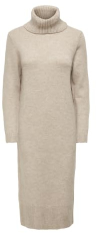 Only Onlbrandie L/S Roll Neck Dress Knt Noos Vestito, Pumice Stone/Dettagli: W. Melange, S Donna