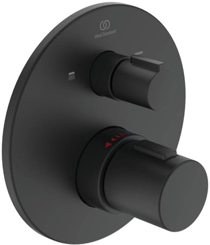 Ideal Standard A5814XG Ceratherm T100 Wannenthermostat Badethermostat Unterputz, Wannenarmatur mit Temperatursperre bei 40° C, Thermostat für die Badewanne, Schwarz (Silk Black)
