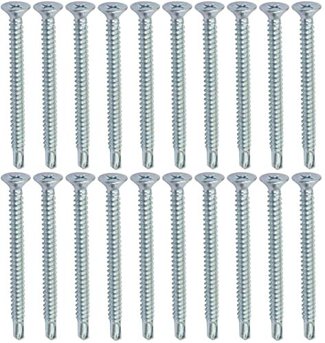 AERZETIX - C44708 - Juego de 20 Tornillos para chapa autoperforantes Ø4.8x60mm con cabeza fresada - DIN 7504 P - con huella PH/cruciforme - en acero galvanizado - chapa marco metálico - color plata