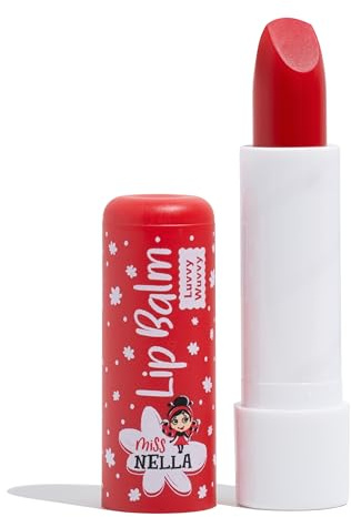 Miss Nella LUVVY WUVVY hypoallergener Lippenbalsam speziell für Kinder, rot, ungiftiges, geruchsneutrales Make Up, perfekt für empfindliche Haut