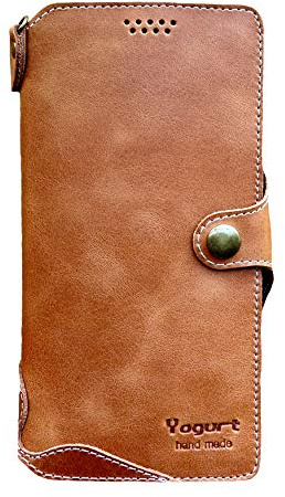 Yogurt Handyhülle für Samsung Galaxy S22 Ultra, Hülle Echtleder Case Ledertasche Lederhülle für Samsung S22 Ultra, Braun