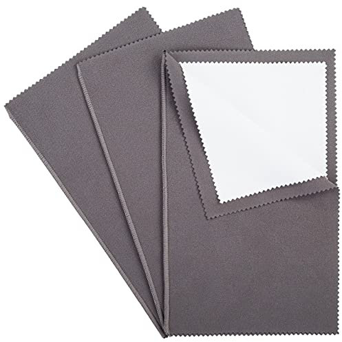 CATIFLIN 3PCS Dark Gray Silver Polishing Cloths, 10x12 Jewelry Cleaning Cloths for Gold, Silver, Platinum, Watch, Coin, Tarnish Remover, Reusable & Streak for Jewelry Lovers