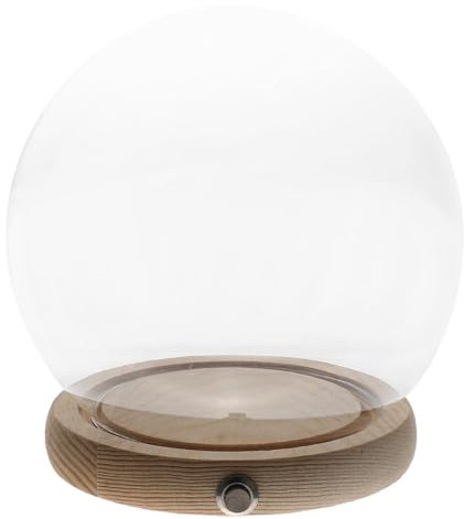 Operitacx Terrario de cristal con diseño de cúpula, iluminación LED mini, cubierta para árbol de Navidad, soporte para maceta con base para decoración del hogar