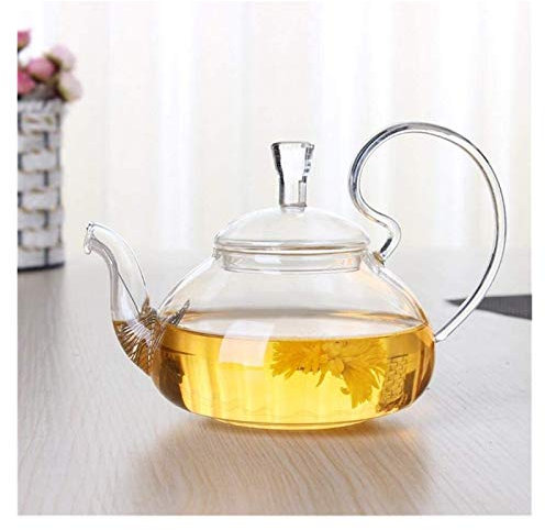 BEZAX Teekanne Teekanne Klarglas Kreatives gekochtes Wasser Große Kapazität Borosilikatglas-Teekannen mit hohem Griff (Color : 600ml High Pitcher)