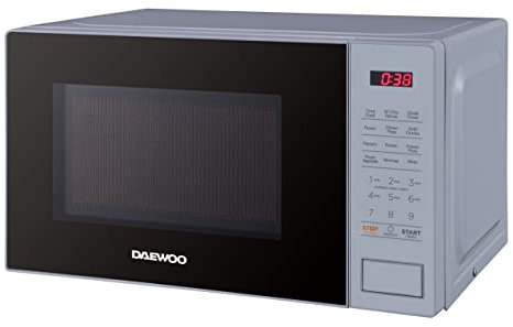 Daewoo MMF0G20T3B001 - Forno a microonde 2 in 1 con grill, 20 l, 700 W, 1100 W, 8 programmi automatici, 5 livelli di potenza, colore: Argento