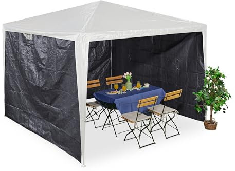 Relaxdays Tende per Gazebo Laterali 2x3 m, Set 3, Telo Impermeabile, Pareti in PE con Chiusure a Strappo, Grigio Scuro