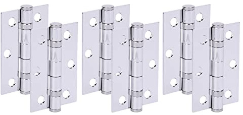HANDLEZONE® Door Hinges 3 Pairs 76mm / 3 inch Ball Bearing, with Screws - Polished Chrome