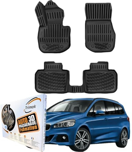 Trimak 3D Fussmatten für BMW 2er F46 Gran Tourer 2015-2022 | Gummimatten aus TPE Gummi, Passgenau, Wasserdicht, Hoher Rand, Rutschfest, Leicht zu Reinigen