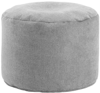 mokebo Pouf Hocker 'Der Ruhestifter' (50x30 cm) Made in Germany, Sitzpouf, Bodenkissen, Sitzhocker, Fußhocker fürs Wohnzimmer, Beistelltisch, Pouf, Puff mit EPS-Perlen Füllung aus Stoff in Grau