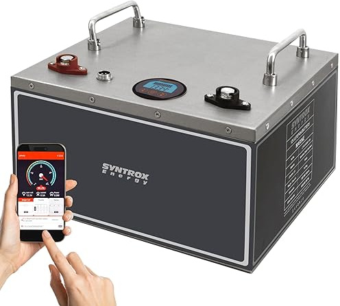 Syntrox Energy Lithium LiFePO4 Batterie, Frostsichere Wohnmobil Batterie 12V, Edelstahlgehäuse, Geringes Gewicht, Hoher Endladestrom (150Ah)