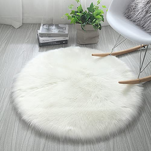 Treer Faux Lammfell Schaffell Teppich, Lammfellimitat Teppich Longhair Fell Optik Nachahmung Wolle Bettvorleger Kunstfell Dekofell Sofa Matte für Kinderzimmer (70cm,Weiß)