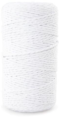 Craft County Cordel decorativo de algodón para envolver regalos, color blanco (tubo de 100 m)