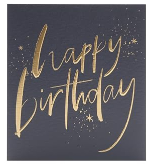 UK Greetings | Birthday Card | Happy Birthday Gifts | Her/Him | Black & Gold Design | With Envelope | 143 x 165 mm