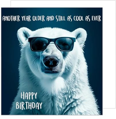 Edition Seidel Premium quadratische Geburtstagskarte mit Umschlag. Glückwunschkarte Happy Birthday Billet Tier Karte mit coolem Spruch Mann Frau Eisbär Sonnenbrille Humor Lustig (GQ179 SW024)