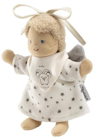 Sterntaler Spielpuppe zum Aufhängen, Schutzengel mit Halstuch, Motivdruck Sternzeichen Widder, Geschenk Idee für Jungen und Mädchen
