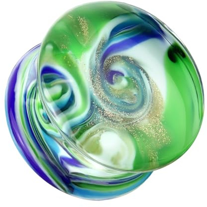 beyoutifulthings Ohr-Plug Blau Grün-er Strudel Glas Ohr-Piercing Ohr-Schmuck Tunnel Double Flare Sattel-Verschluss 6-25mm