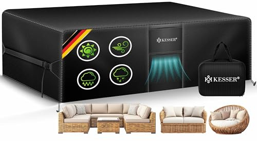 KESSER® Gartenmöbel Abdeckung 180cm x 120cm x 74cm | Abdeckplane winddicht winterfest wasserdicht für Gartentische 420D Oxford Schutzhülle für Terrassenmöbel | UV- & Regenschutz mit Belüftungsöffnung
