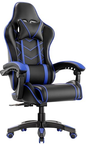 Blisswood Ergonomic Gaming Chair, Office Chair Heavy Duty Swivel Desk Chairs With Padded Armrest & Lumbar Cushion, Adjustable Height Recliner Computer Chair For Adults Girls Boys (Blue)