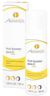 AESTHETICO fruit booster plus C, 50 ml | Intensive Fruchtsäure-Nachtpflege, mit Glycolsäure und reinem Vitamin C, glättet und verfeinert reife Haut