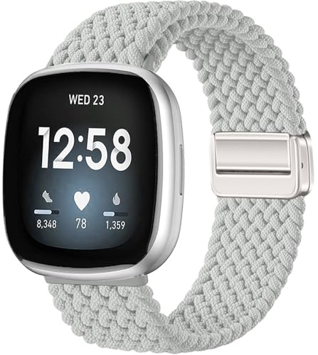 Issinlky Geflochtenes Nylonband für Fitbit Versa 3/Versa 4, elastisches Armband für Fitbit Sense 2/Sense