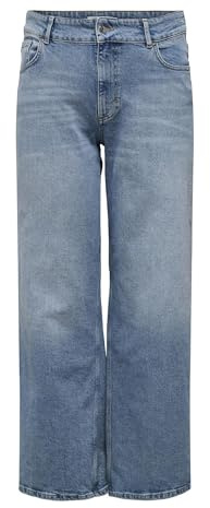 Only Carmakoma Carjuicy Hw Wide Leg Rea365 Noos, Mellanblå denim, 48W / 32L