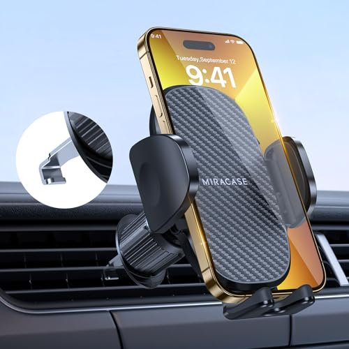 Miracase Porta Cellulare Auto [Gancio Doppio In Metallo] 360° Regolabile Supporto Telefono Auto per Presa D'aria Compatibile con i tutti Smartphones