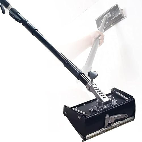 XCSCUK Trockenbau-Flachkasten, 30,5 cm (12 Zoll) Trockenbau-Schaber, Flacher Endbearbeitungskasten, mit 106–165 cm verstellbarem Griff, Trockenbau-Klebeband, Flastering-Glättungswerkzeug (12in)